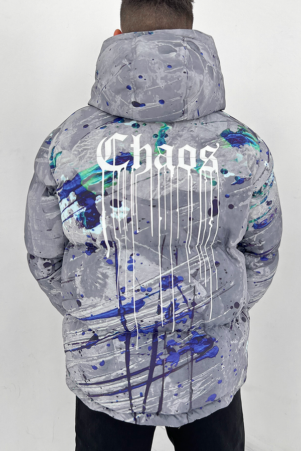 Splatter Puffer Jacket - Grey