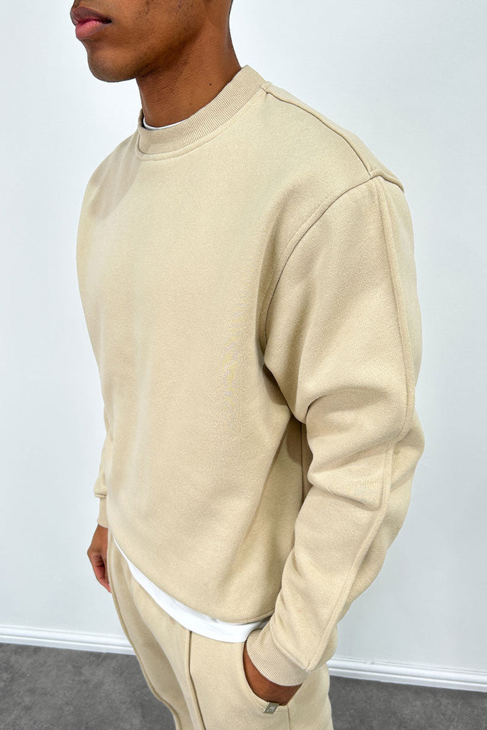 Capone Oversized High Neck Sweatshirt - Taupe