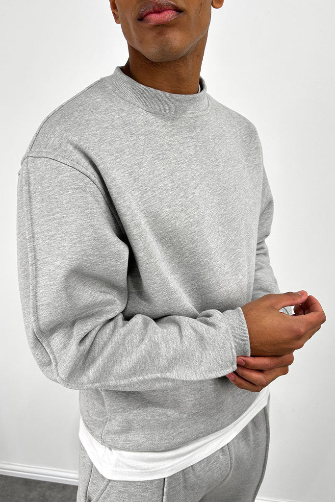 Capone Oversized High Neck Sweatshirt - Grey