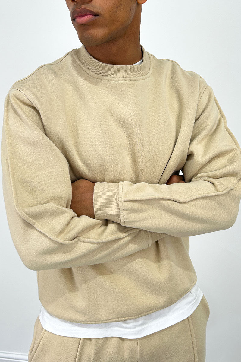 Capone Oversized High Neck Sweatshirt - Taupe