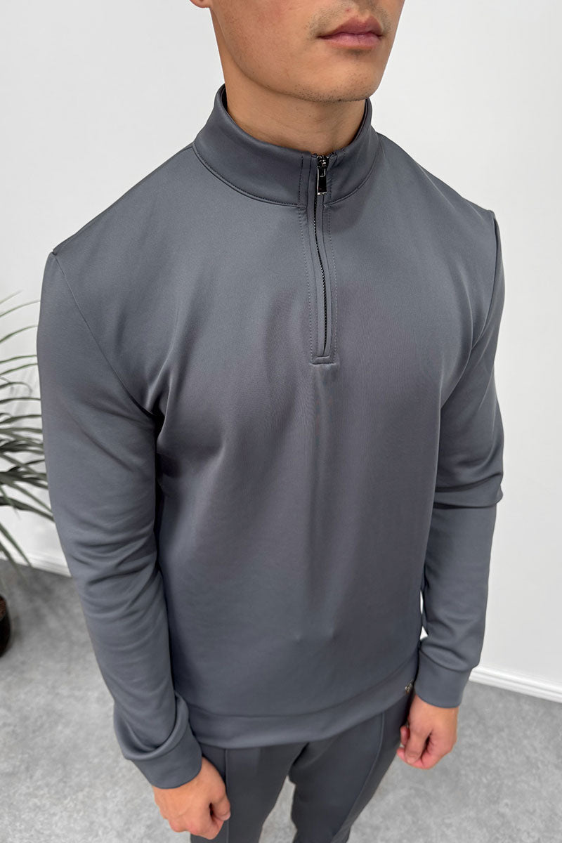 Scuba Quarter Zip Jumper - Charcoal