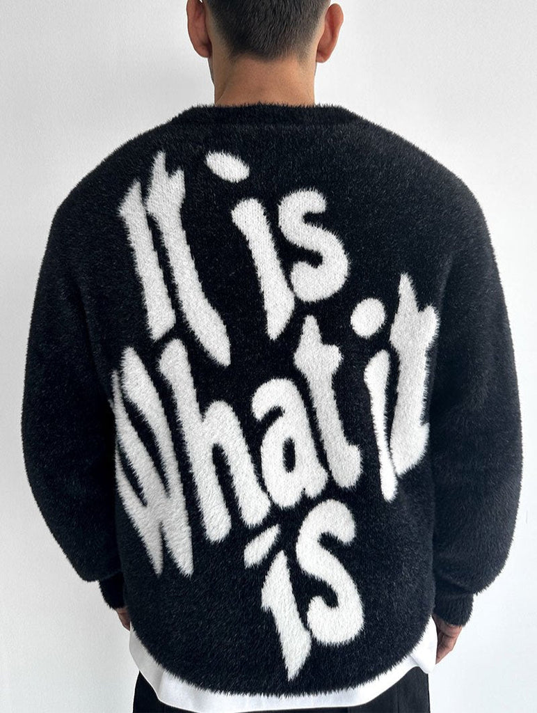 It Is What It Is' Mohair Crew Neck Sweatshirt - Black