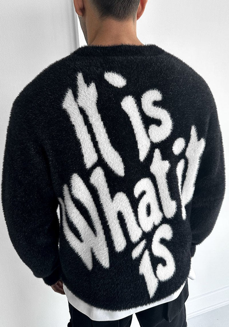 It Is What It Is' Mohair Crew Neck Sweatshirt - Black