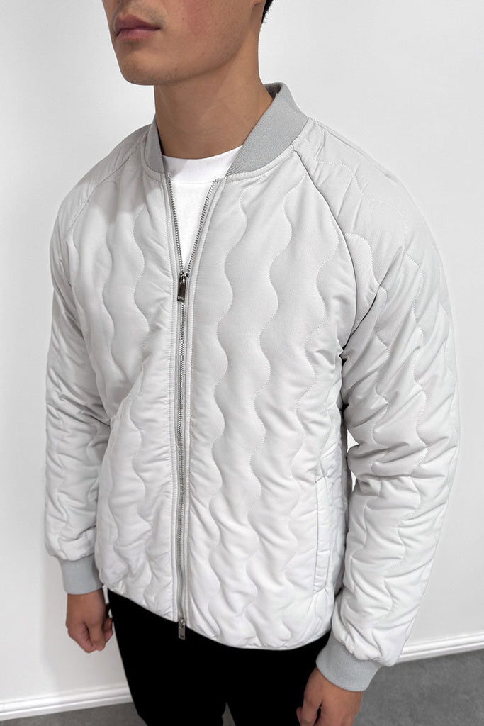 Quilted Ripstop Bomber Jacket - Grey