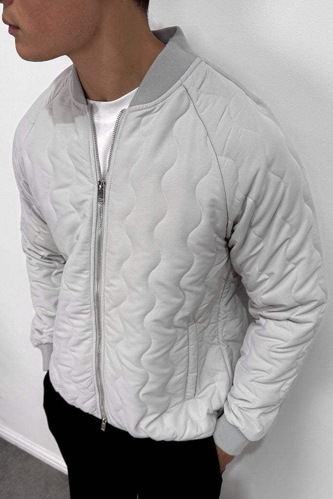 Quilted Ripstop Bomber Jacket - Grey