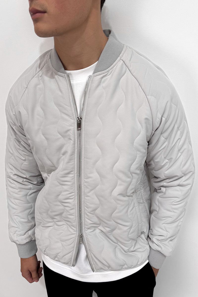 Quilted Ripstop Bomber Jacket - Grey