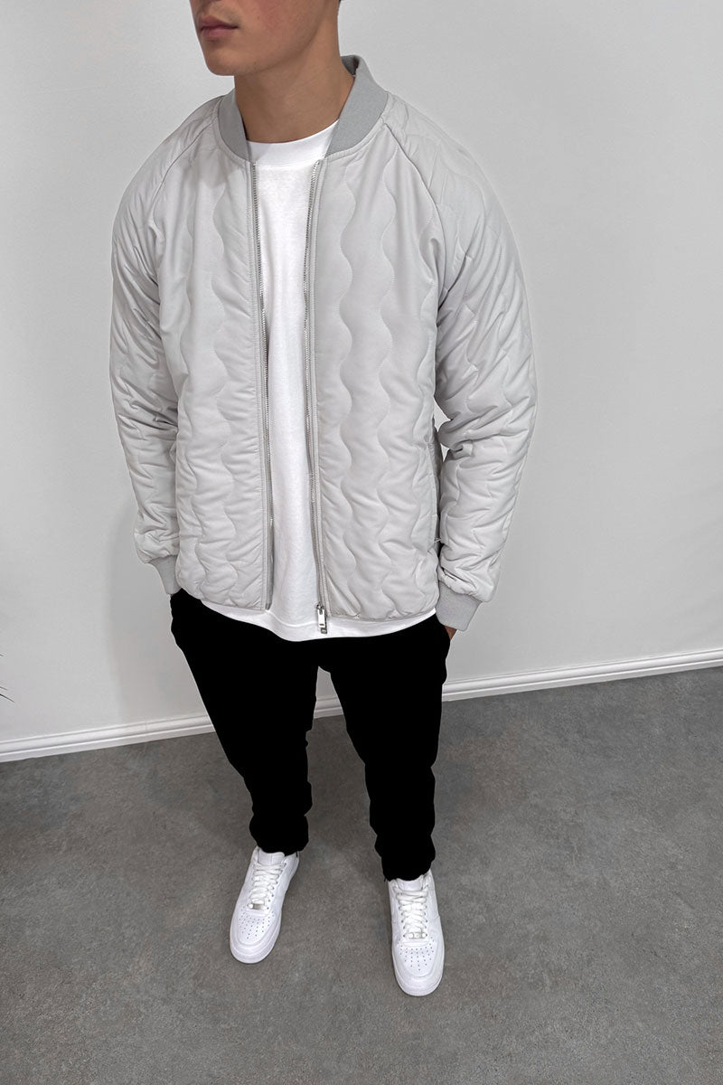 Quilted Ripstop Bomber Jacket - Grey