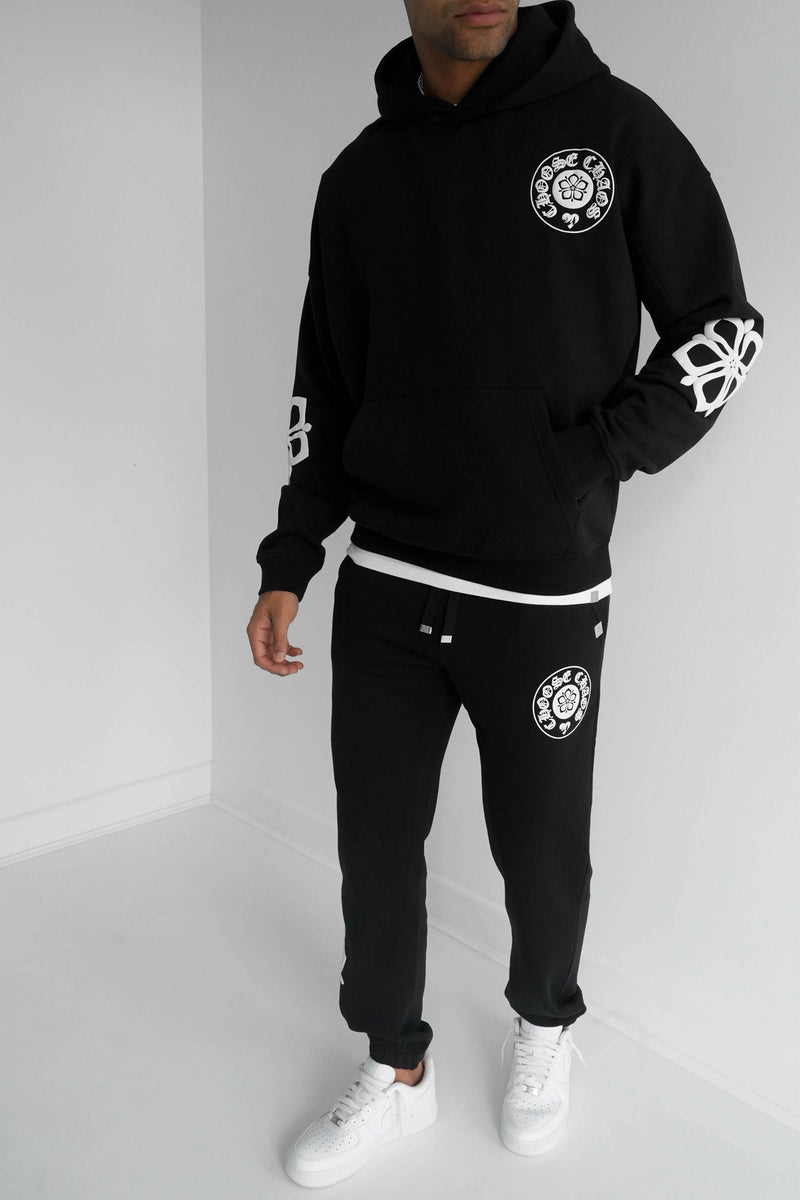 Choose Chaos Puff Print Oversized Tracksuit - Black