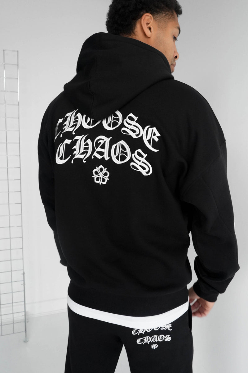 Choose Chaos Puff Print Oversized Tracksuit - Black