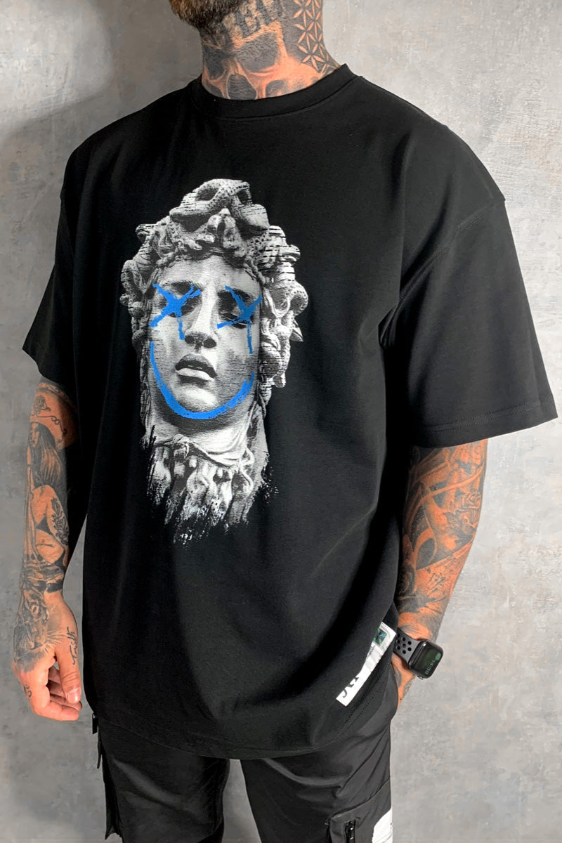Medusa Print Graffiti T-Shirt - Black