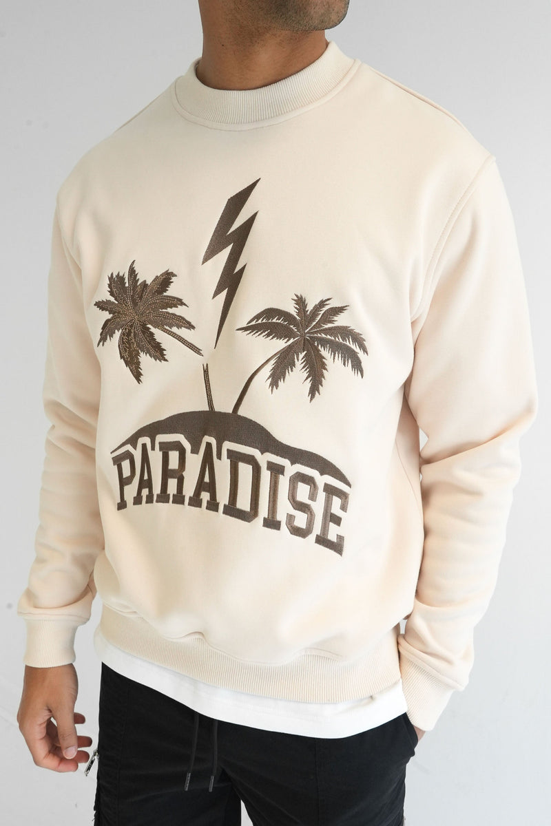 Paradise Embroidered Sweatshirt - Stone