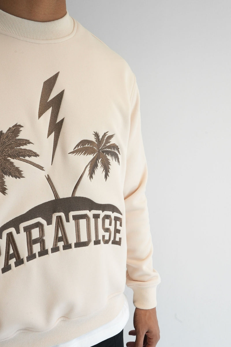 Paradise Embroidered Sweatshirt - Stone