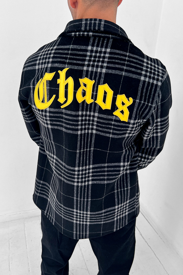 Palm Angels Hooded Plaid Shirt Jacket In Yellow